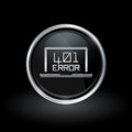Error 401 unauthorized icon inside round silver and black emblem